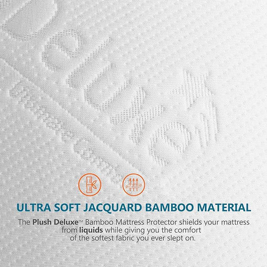 PlushDeluxe Premium Bamboo Mattress Protector – Twin XL Size, Waterproof - Image 2