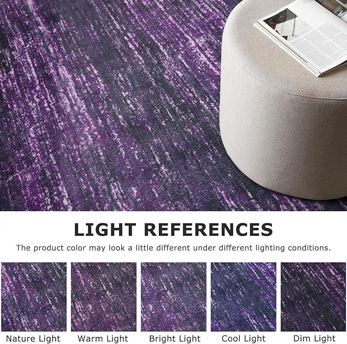 2x8 Modern Abstract Runner Rug for Hallways, Purple White Super Soft Hallway Decor Kitchen Rugs with Non-Slip, Non-Shedding Washable Rug for Entryway Bedroom Indoor