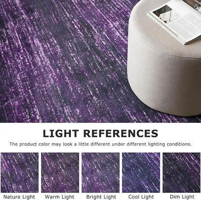 2x8 Modern Abstract Runner Rug for Hallways, Purple White Super Soft Hallway Decor Kitchen Rugs with Non-Slip, Non-Shedding Washable Rug for Entryway Bedroom Indoor