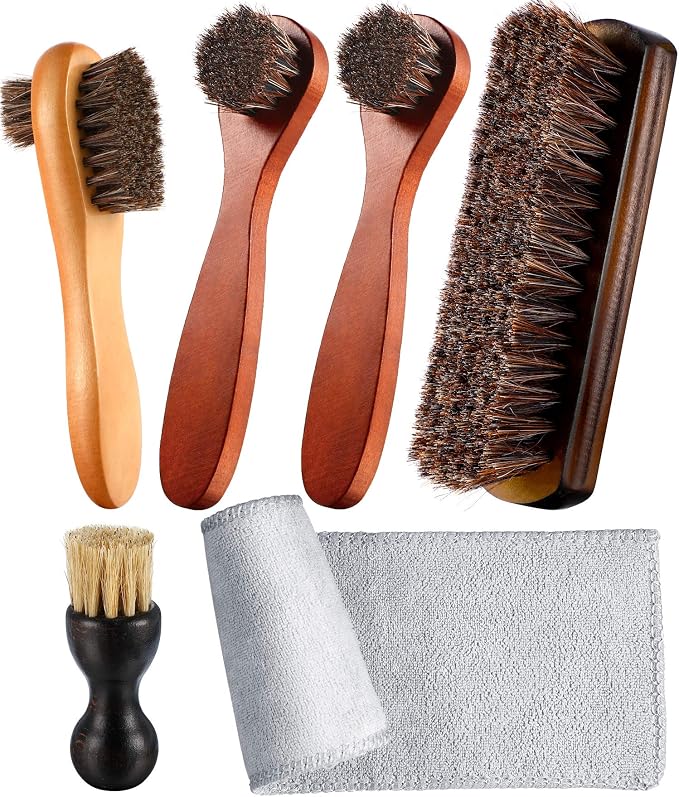 Youngjoy 6 Pieces Horsehair Shine Shoes Brush Kit Polish Dauber Applicators by Unknown