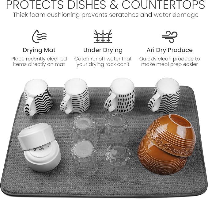 Bellemain XXL Dish Mat 24" x 17" Microfiber Dish Drying Mat, Super absorbent - Image 5
