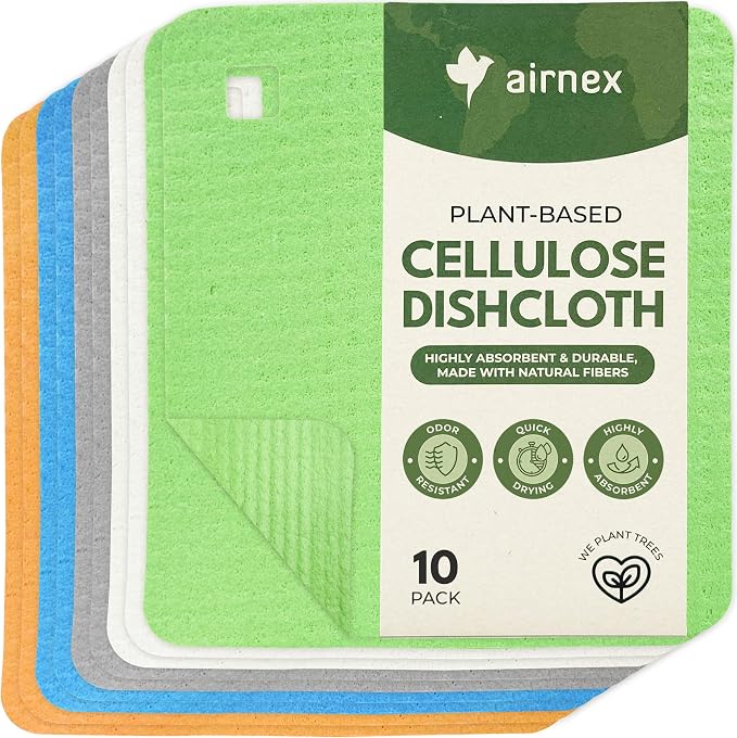 10 Pack Cellulose Swedish Dishcloths by Airnex