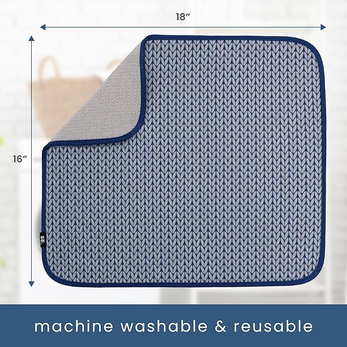 S&T INC. Dish Drying Mat, 16” x 18”, Absorbent Microfiber Kitchen Counter Mat - Image 6