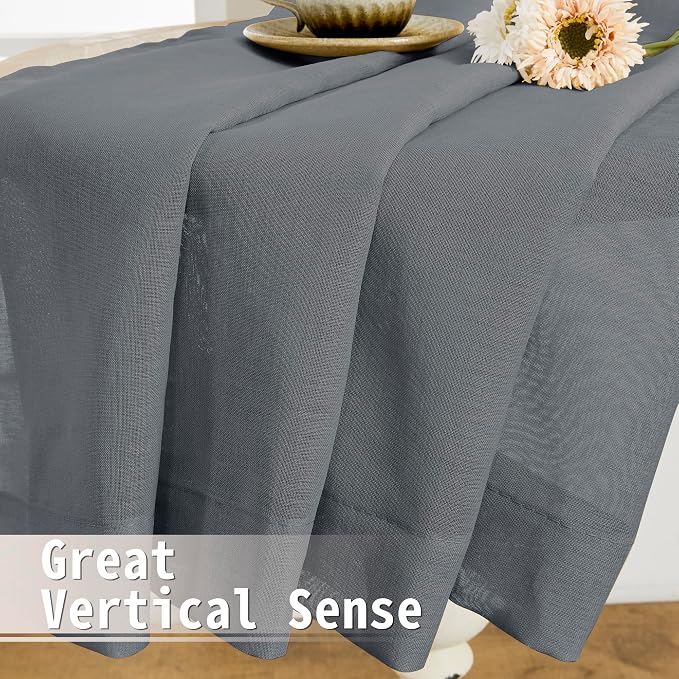Tollpiz Short Sheer Door Curtains Closet Linen Textured Curtains Sheer Doorway - Image 6