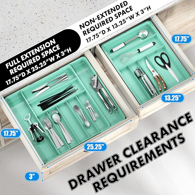 Simple Houseware Expandable Kitchen Drawer Flatware Organizer - Image 2