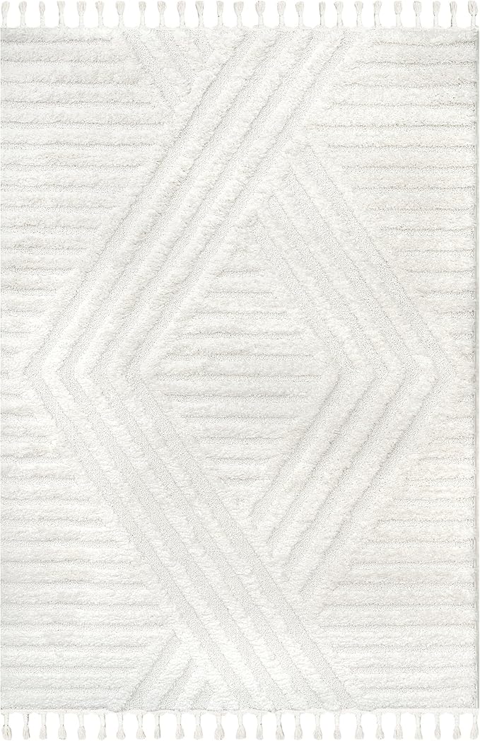 nuLOOM Risette Ivory, 12' x 15', Geometric, Soft and Textured, High Traffic, Stain Resistant, Easy Clean, Durable Area Rug for Bedroom, Living Room, Dining Space, Den, Foyer, Entryway