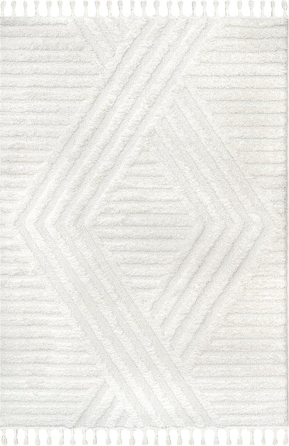 nuLOOM Risette Ivory, 12' x 15', Geometric, Soft and Textured, High Traffic, Stain Resistant, Easy Clean, Durable Area Rug for Bedroom, Living Room, Dining Space, Den, Foyer, Entryway