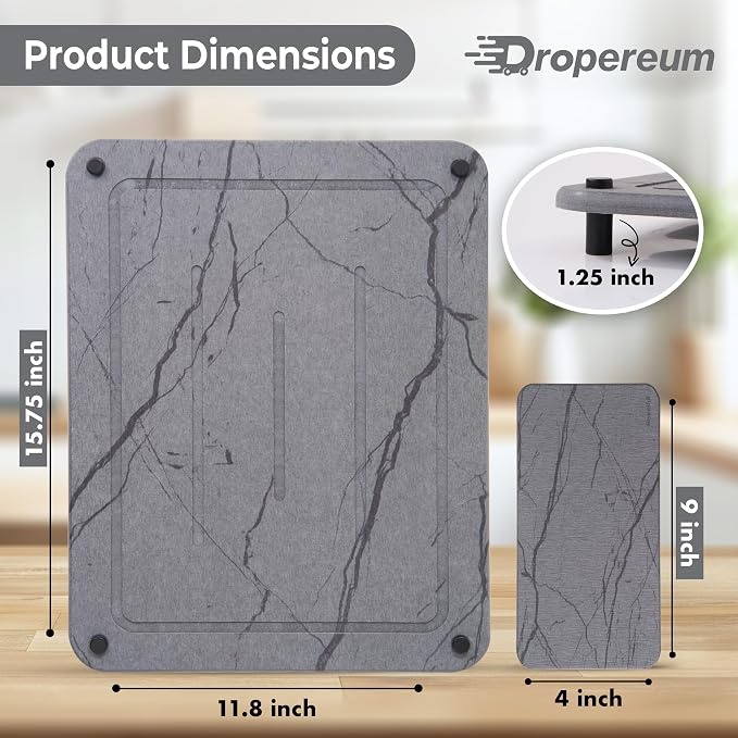 Stone Drying Mat for Kitchen Counter + Sink Caddy | 15.7"x11.8" Diatomaceous - Image 2