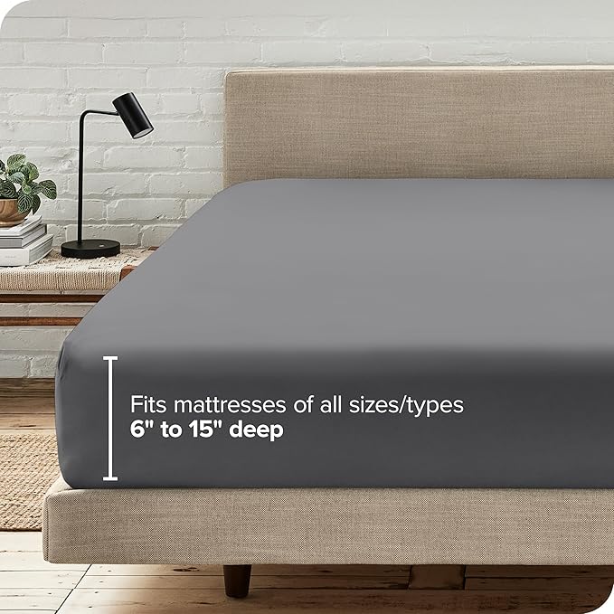 Bare Home Fitted Bottom Sheet King Size - Premium 1800 Microfiber - Ultra-Soft Hotel Luxury - Deep Pocket - Durable and Long Lasting - Fitted Sheet (King, Grey)