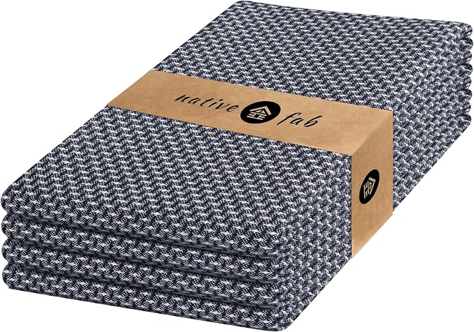 Native Fab 4 Pack Dotted Pattern Kitchen Dish Towels Cotton Super Absorbent by NativeFab