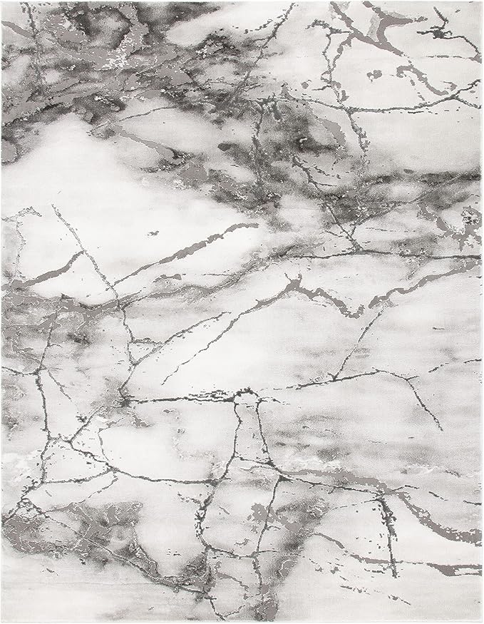 SAFAVIEH Craft Collection Area Rug - 6'7" x 9', Grey & Silver, Modern Abstract Design, Non-Shedding & Easy Care, Ideal for High Traffic Areas in Living Room, Bedroom (CFT877G)