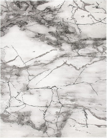 SAFAVIEH Craft Collection Area Rug - 6'7" x 9', Grey & Silver, Modern Abstract Design, Non-Shedding & Easy Care, Ideal for High Traffic Areas in Living Room, Bedroom (CFT877G)