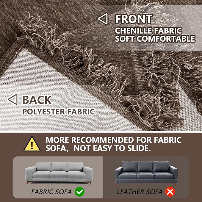 MEETSKY Oversized Couch Cover Sofa Covers Couch Covers for 3 Cushion Couch Sofa Pet Friendly, L Shaped Sectional Sofa Covers Washable Simply Put Sofa Throw Cover for Dogs, 91"x 150"，Dark Chocolate