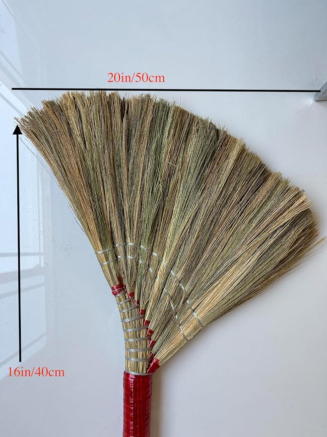 Coco Deluxe Vietnamese Natural Straw Broom /40" Handmade Soft Grass Broom - Image 4