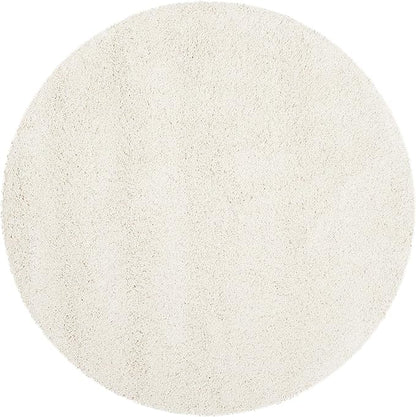 SAFAVIEH Milan Shag Collection Area Rug - 5'1" Round, Ivory, Solid Design, Non-Shedding & Easy Care, 2-inch Thick Ideal for High Traffic Areas in Living Room, Bedroom (SG180-1212)