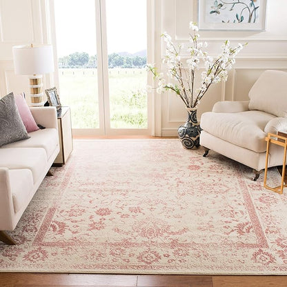 SAFAVIEH Adirondack Collection Area Rug - 5'1" x 7'6", Ivory & Rose, Distressed Vintage Floral Design, Non-Shedding & Easy to Clean, Ideal for Living Room, Bedroom, Dining Space (ADR109H)