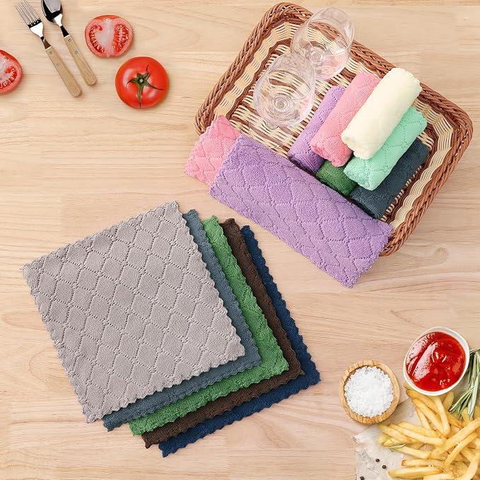Homaxy 12 Pack Kitchen Dish Cloths, Super Soft and Absorbent Coral Velvet Dish - Image 6