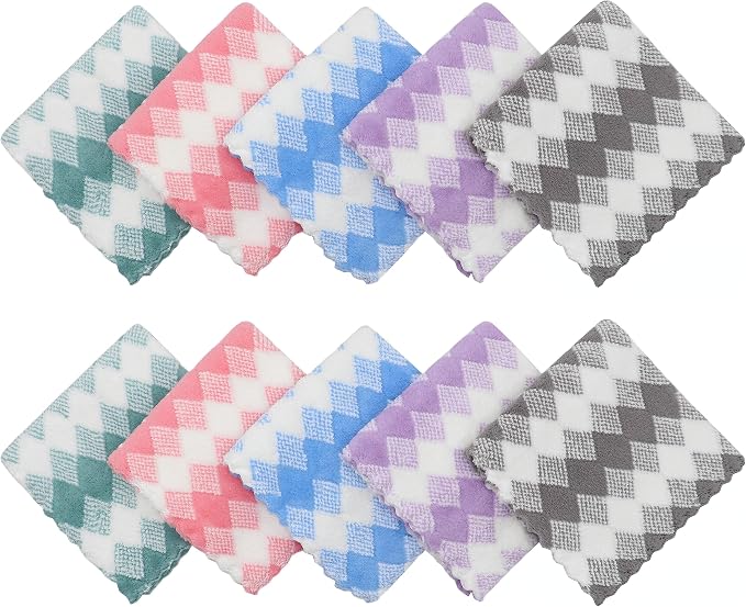 Microfiber Cleaning Cloth Lint Free Cleaning Rags, 10 Pack Fast Drying Dish Rags - Image 2