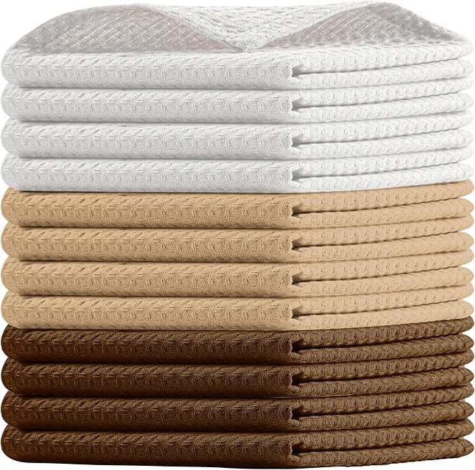Waffle Dishcloths, 12x12 Inch, Quick Drying, Cotton Hand Towels by HOUSEOFORLO