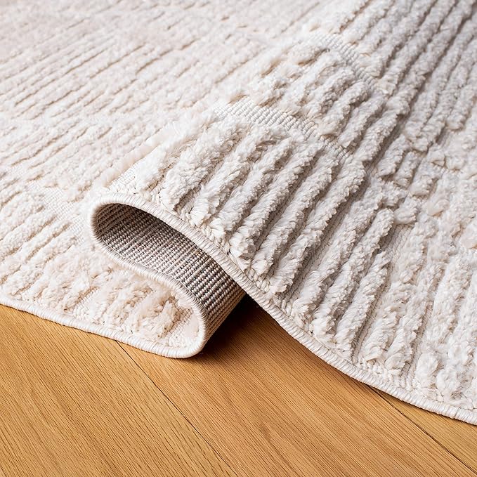 SAFAVIEH Marrakesh Collection Area Rug - 6'6" x 9', Beige, Moroccan Boho Tribal Tassel Design, Non-Shedding & Easy Care, Ideal for High Traffic Areas in Living Room, Bedroom (MRK517C)