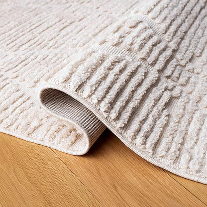 SAFAVIEH Marrakesh Collection Area Rug - 6'6" x 9', Beige, Moroccan Boho Tribal Tassel Design, Non-Shedding & Easy Care, Ideal for High Traffic Areas in Living Room, Bedroom (MRK517C)