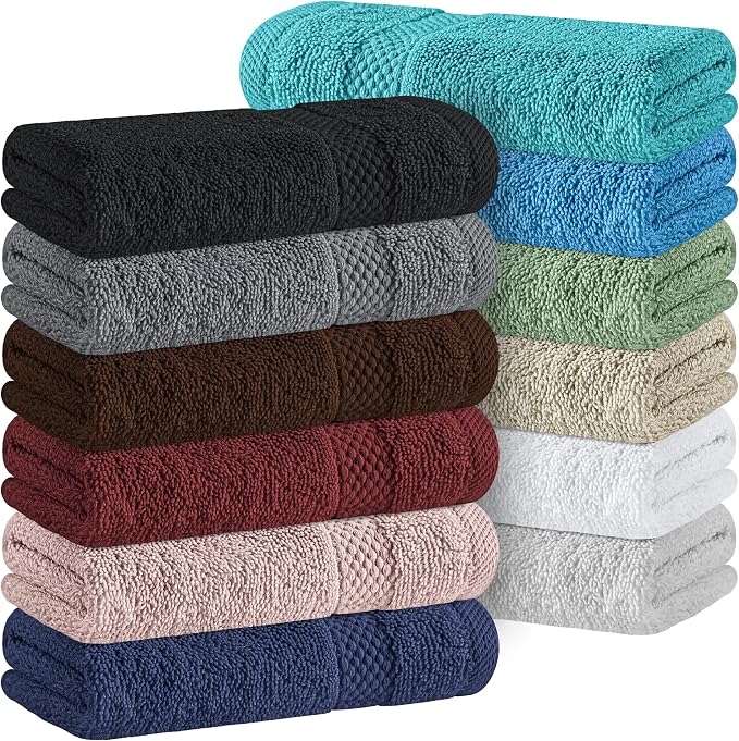 White Classic Luxury Cotton Washcloths 13x13 Inch by WhiteClassic