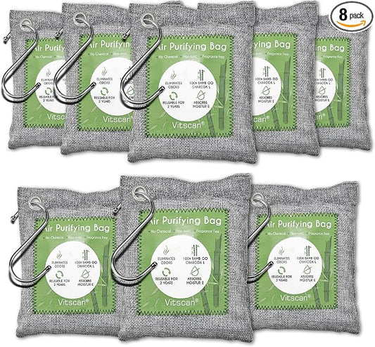 8 Pack Bamboo Charcoal Air Purifying Bag, Activated Charcoal Bags Odor Absorber by VITSCAN