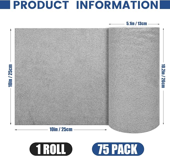 75 Pack Microfiber Cleaning Cloth Roll, Reusable Washable Ultra Tear Away - Image 2