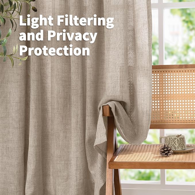 YoungsTex Short Linen Curtains 40 Inch Length - Image 3