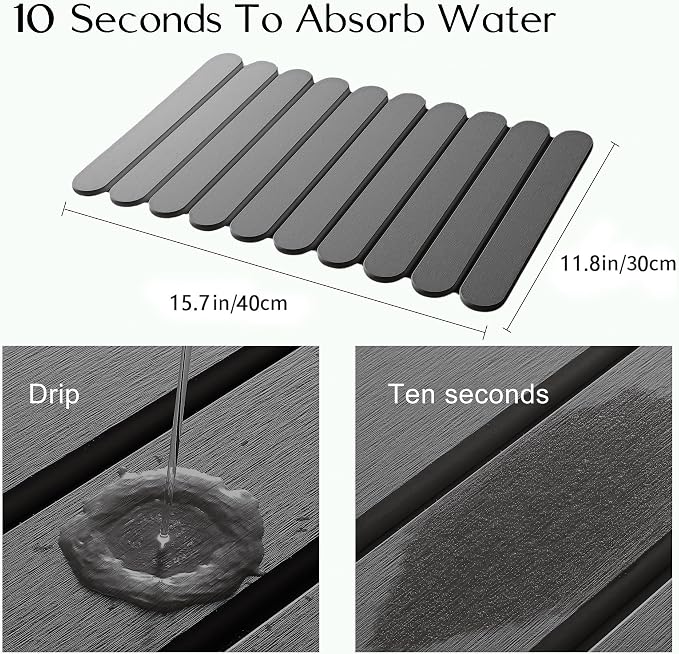 16"×12" Grey Stone Dish Drying Mats - Image 2