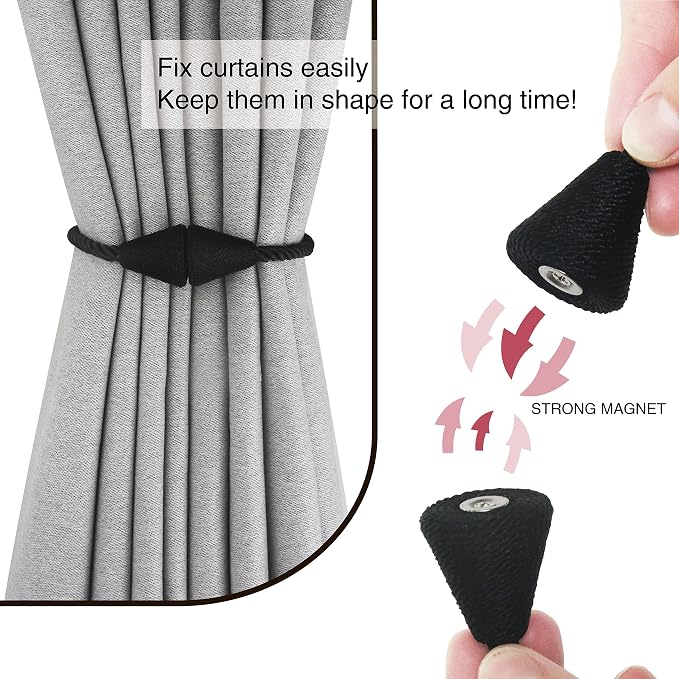 6 Pack Magnetic Curtain Tiebacks Rope Modern Handmade Curtain Tie Backs - Image 2