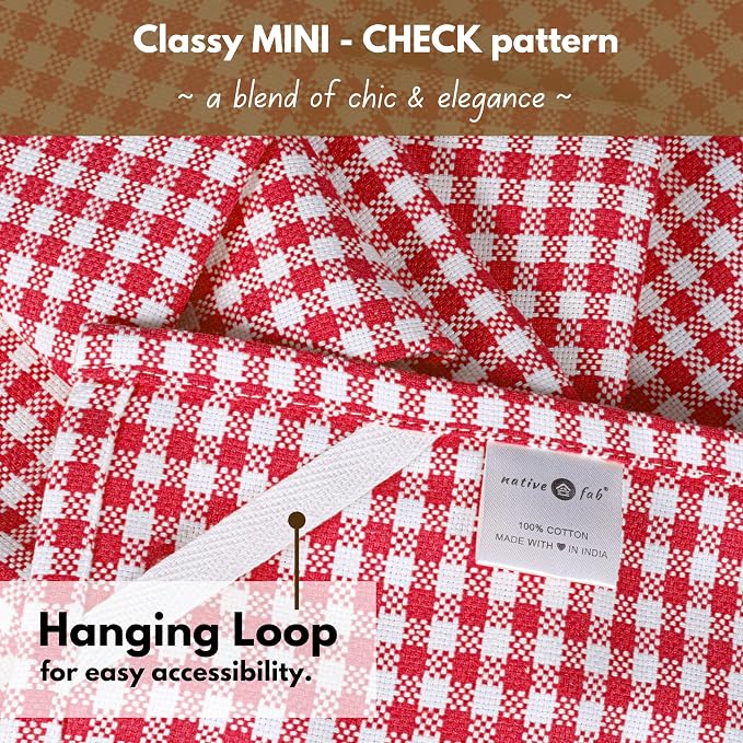 Native Fab Gingham Cotton Kitchen Towel 4 Pack 16"x26" - Image 7
