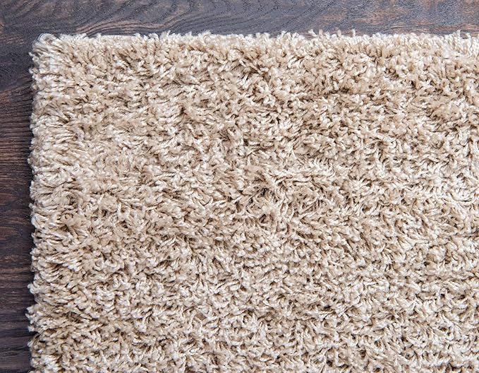 Unique Loom Solid Shag Collection Area Rug (10' x 13' Rectangle, Taupe)