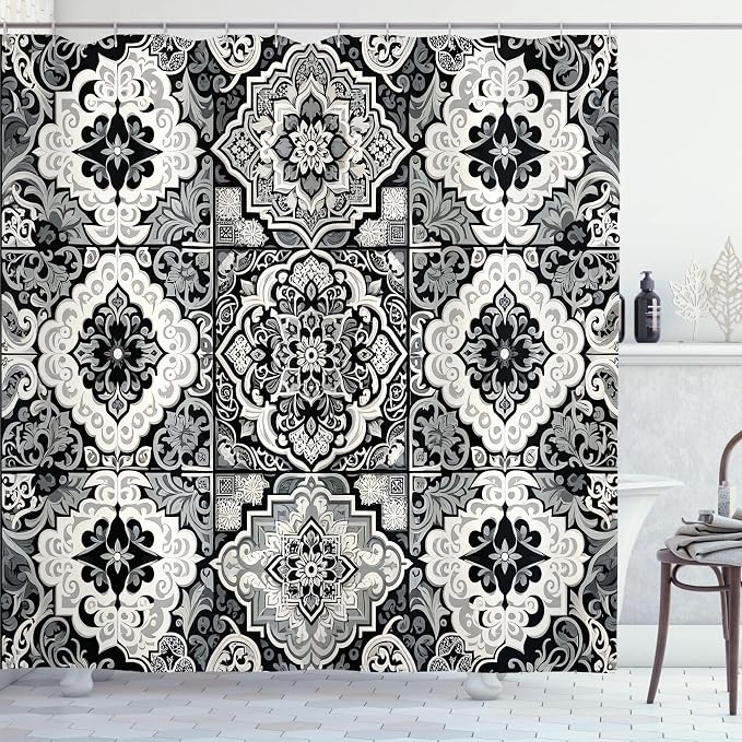 Ambesonne Grey Shower Curtain, Oriental Trippy Art - Image 3
