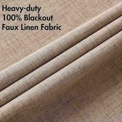 MIULEE 100% Blackout Linen Textured Curtains for Bedroom Solid Thermal Insulated Copper Brown Grommet Room Darkening Curtains & Drapes Luxury Decor for Living Room Nursery 62 x 96 Inch (2 Panels)