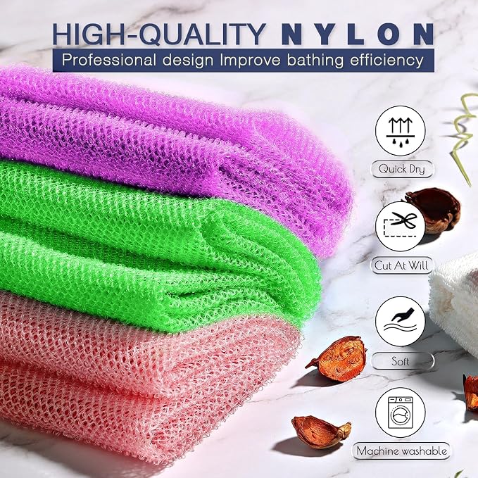 UJFQBH 3 Pieces African Bath Sponge African Net Long Net Bath Sponge - Image 4