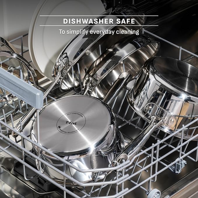 T-fal Pro Tri-Ply Stainless Steel Cookware Set, 10 Piece-Induction Compatible - Image 9
