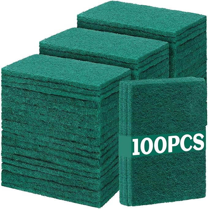 Hoolerry 100 Pcs Heavy Duty Scouring Pads Non Scratch Household Scrub Pads by Hoolerry