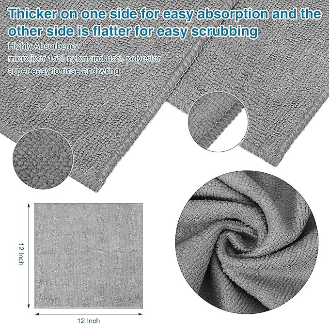 200 Pieces Microfiber Cleaning Cloths Bulk Absorbent Microfiber Towels Reusable - Image 2