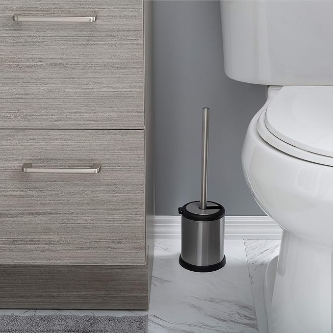 Bath Bliss Stainless Steel 2 Pack Self Closing Lid Toilet Brush and Holder - Image 5