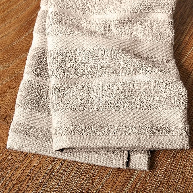 KitchenAid Albany Kitchen Towel 4-Pack Set, Milkshake Tan/White - Image 4