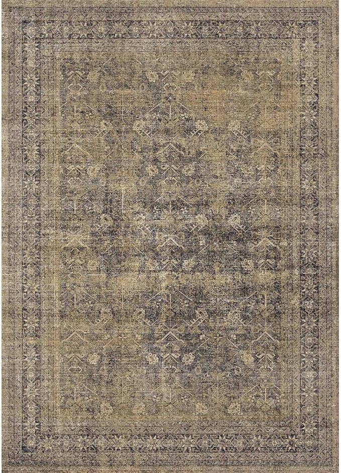 4x6 Brown Black Area Rug Washable Vintage Distressed Office Carpet Low Pile Entryway Non Slip Indoor Soft Retro Entrance Throw Accent Rug for Kitchen Bathroom Bedroom Dining Living Room