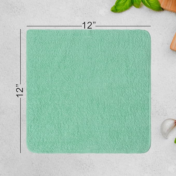 Textila Terry Wash Cloths – Pack of 10, Aqua Green, 12x12 Inches – Soft - Image 4