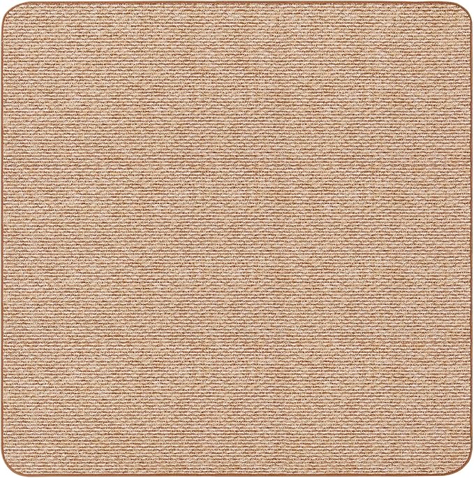 House, Home and More Skid-Resistant Carpet Indoor Area Rug Floor Mat - Praline Brown - 6 Ft X 6 Ft - Non Slip Rubber Backing, Stain Resistant, Dog Friendly, Living Room Bedroom Kitchen Entryway