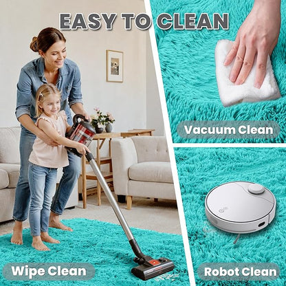 5x7 Area Rugs for Living Room Rug: Soft Fluffy Shag Teal Blue Rugs for Bedroom, Non-Slip Large Fuzzy Plush Rug Indoor Floor Carpet for Nursery Kids Boys Girls Room, Dorms, Playroom, Modern Home Decor