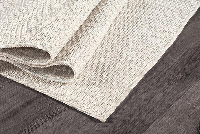 Easy Jute Rug 8x10 Indoor Outdoor Natural Rugs Solid Fiber Rug Woven Area Rug Boho Easy Clean Inside Carpet for Living Room Bedroom Dining Room Hallway or Outdoor Patio Porch (8 X 10 Bone)