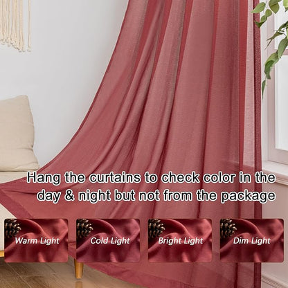 MAIHER 120 Inches Long Pinch Pleat Sheer Curtains for Living Room Ceiling to Floor Light Filtering Pleated Drapes with Adjustable Hooks Soft Touch 10ft Curtains, Burgundy, 42" W x 120" L, 2 Panels
