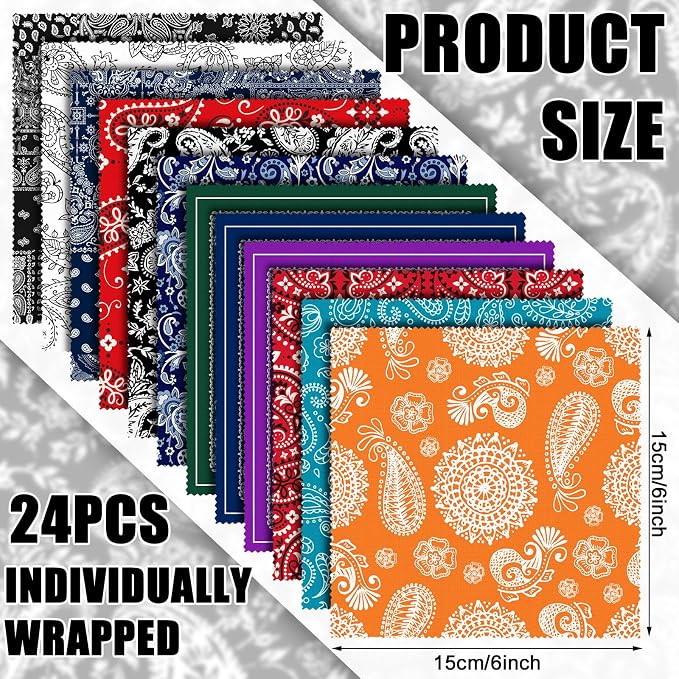 24 Pcs Microfiber Cleaning Cloth Paisley Elegant Flowers Design Glasses - Image 2