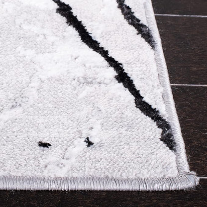 SAFAVIEH Amelia Collection Area Rug - 6'7" Square, Grey & Black, Modern Abstract Design, Non-Shedding & Easy Care, Ideal for High Traffic Areas in Living Room, Bedroom (ALA293K)