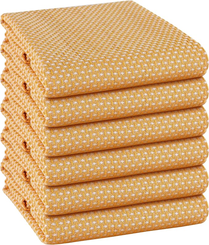 TWINY threads 6-Pack Kitchen Towels, 100% Cotton Dotted Weave, 18x28 Inch by TWINYThreads